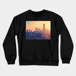 Warsaw city center at sunset, aerial landscape Crewneck Sweatshirt